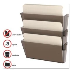 Deflecto Unbreakable DocuPocket Wall File, 3 Sections, Letter Size, 14.5" X 3" X 6.5", Smoke, 3/Pack 13 Deflecto Unbreakable DocuPocket Wall File, 3 Sections, Letter Size, 14.5" X 3" X 6.5", Smoke, 3/Pack -Office Supplies Shop c59ba9365259b74240165e7fb16eb9e80a