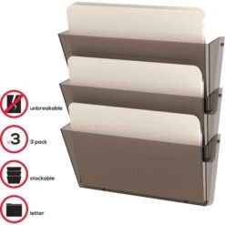 Deflecto Unbreakable DocuPocket Wall File, 3 Sections, Letter Size, 14.5" X 3" X 6.5", Smoke, 3/Pack 15 Deflecto Unbreakable DocuPocket Wall File, 3 Sections, Letter Size, 14.5" X 3" X 6.5", Smoke, 3/Pack -Office Supplies Shop c658b38158cb87c78cf952ba53ccd89cfb