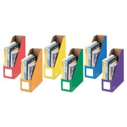 Bankers Box Extra-Wide Cardboard Magazine File, 4.25 X 11.38 X 12.88, Assorted, 6/Pack