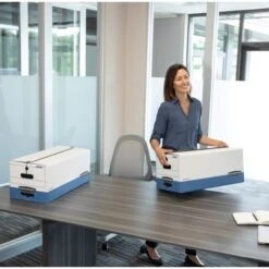 Bankers Box LIBERTY Heavy-Duty Strength Storage Boxes, Legal Files, 15.25" X 24.13" X 10.75", White/Blue, 12/Carton -Office Supplies Shop cce8f02fd24d3efbdf79175fe16b96b39d 1