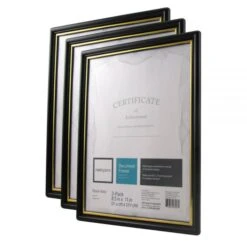 Document And Certificate Holders, 8-1/2" X 11", Black/Gold, Pack Of 3 Holders -Office Supplies Shop ce0fa7e838be70b2bb16f1ccbe5f50ae65