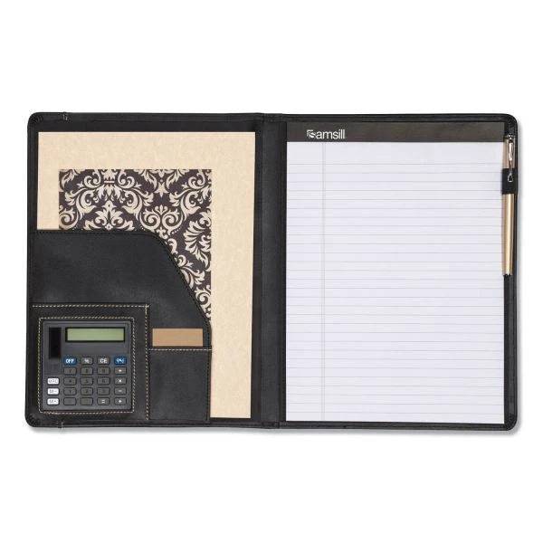 Samsill Slimline Padfolio, Leather-Look/Faux Reptile Trim, Writing Pad, Black 12 Samsill Slimline Padfolio, Leather-Look/Faux Reptile Trim, Writing Pad, Black - Image 10