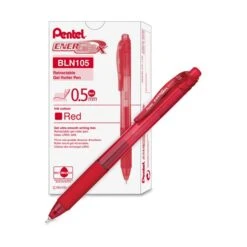 Pentel EnerGel-X Gel Pen, Retractable, Fine 0.5 Mm Needle Tip, Red Ink, Red Barrel, Dozen