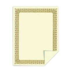 Southworth Premium Foil Certificates, 8 1/2" X 11", 66 Lb, Ivory/Gold Foil Fleur, Pack Of 15 -Office Supplies Shop d0e9173d9c49df42d744d3112f78208ae4