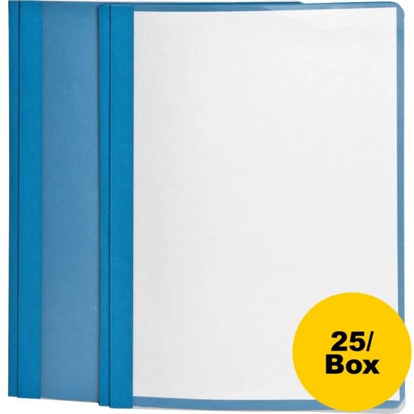 Oxford Clear Front Standard Grade Report Cover, Three-Prong Fastener, 0.5" Capacity, 8.5 X 11, Clear/Light Blue, 25/Box 6 Oxford Clear Front Standard Grade Report Cover, Three-Prong Fastener, 0.5" Capacity, 8.5 X 11, Clear/Light Blue, 25/Box - Image 4