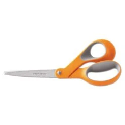 Fiskars Home And Office Scissors, 8" Long, 3.5" Cut Length, Orange/Gray Offset Handle