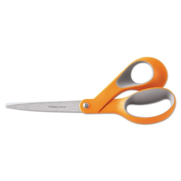 Fiskars Home And Office Scissors, 8" Long, 3.5" Cut Length, Orange/Gray Offset Handle 3 Fiskars Home And Office Scissors, 8" Long, 3.5" Cut Length, Orange/Gray Offset Handle