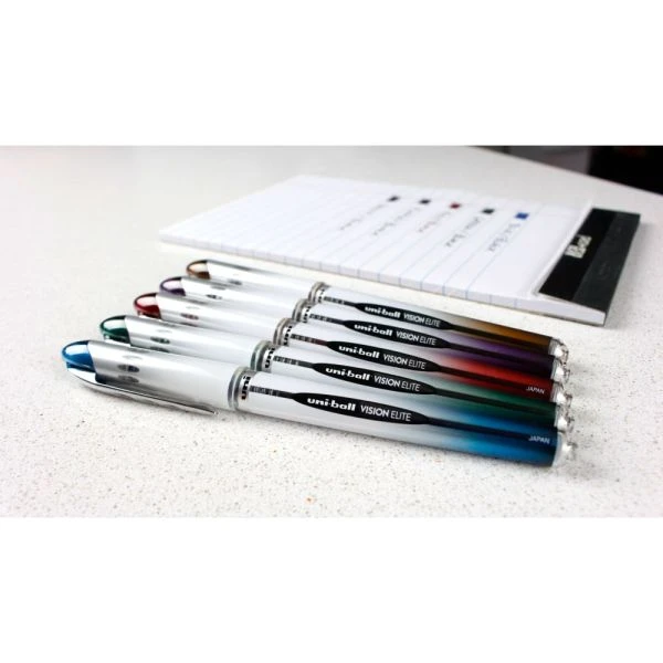Uniball Vision Elite Liquid Ink Rollerball Pens, Bold Point, 0.8 Mm, White Barrel, Blue/Black Ink, Pack Of 12 8 Uniball Vision Elite Liquid Ink Rollerball Pens, Bold Point, 0.8 Mm, White Barrel, Blue/Black Ink, Pack Of 12 - Image 6