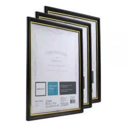 Document And Certificate Holders, 8-1/2" X 11", Black/Gold, Pack Of 3 Holders -Office Supplies Shop d3c790cf8eec0935cbd41321235052726f