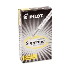 Pilot Spotliter Supreme Highlighter, Fluorescent Yellow Ink, Chisel Tip, Yellow/White Barrel, Dozen