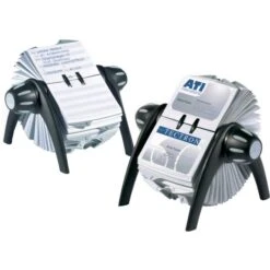 Durable VISIFIX Flip Rotary Business Card File, Holds 400 2.88 X 4.13 Cards, 8.75 X 7.13 X 8.06, Plastic, Black/Silver -Office Supplies Shop e2005412a6fd814a73ce0c6859b17f7cf5