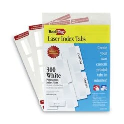 Redi-Tag Laser Printable Index Tabs, 1/5-Cut, White, 2" Wide, 300/Pack -Office Supplies Shop e3030e1eb0e8ca123e10481e336a5f3983