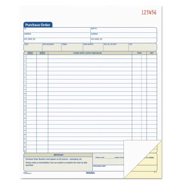 TOPS Purchase Order Book, 22 Lines, Two-Part Carbonless, 8.38 X 10.19, 50 Forms Total 3 TOPS Purchase Order Book, 22 Lines, Two-Part Carbonless, 8.38 X 10.19, 50 Forms Total