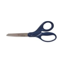 Westcott Titanium Bonded Scissors, 8" Long, 3.5" Cut Length, Navy Straight Handle