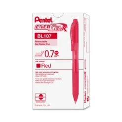 Pentel EnerGel-X Gel Pen, Retractable, Medium 0.7 Mm, Red Ink, Red Barrel, Dozen