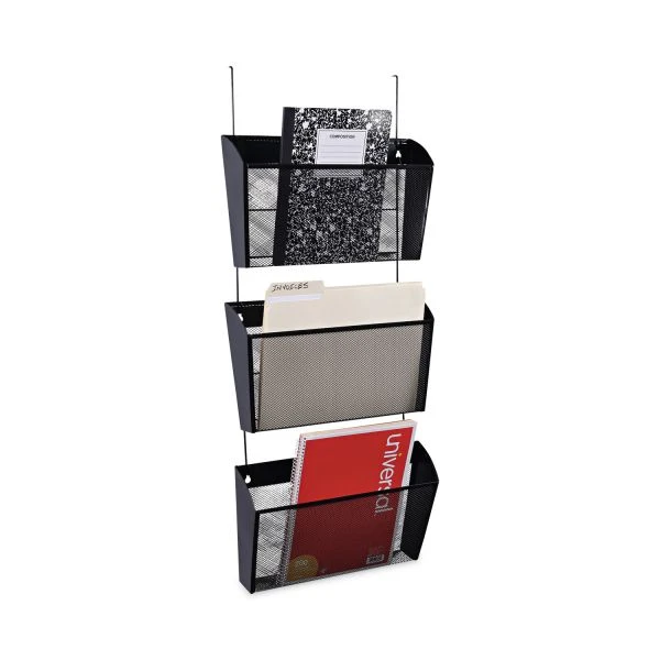 Universal Mesh Three-Pack Wall Files, 3 Sections, Letter Size, 14.13" X 3.38" X 8.5", Black 6 Universal Mesh Three-Pack Wall Files, 3 Sections, Letter Size, 14.13" X 3.38" X 8.5", Black - Image 4