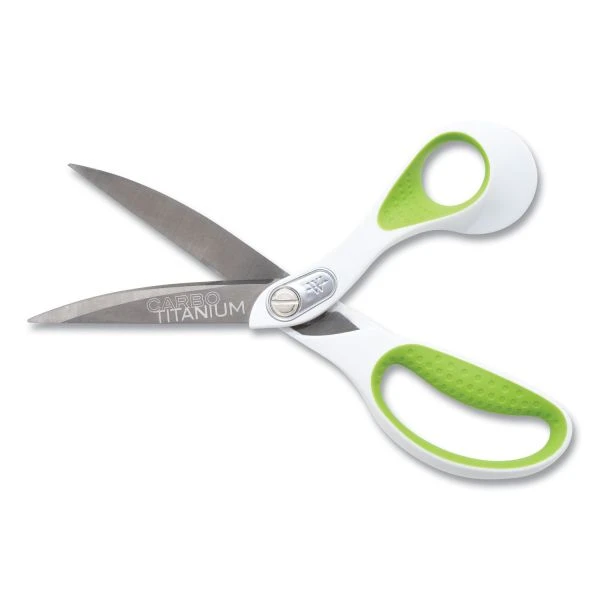 Westcott CarboTitanium Bonded Scissors, 9" Long, 4.5" Cut Length, White/Green Bent Handle 4 Westcott CarboTitanium Bonded Scissors, 9" Long, 4.5" Cut Length, White/Green Bent Handle - Image 2