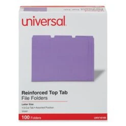 Universal Reinforced Top-Tab File Folders, 1/3-Cut Tabs: Assorted, Letter Size, 1" Expansion, Violet, 100/Box -Office Supplies Shop eac42d6814c9de0470c21b201eb93db8a1