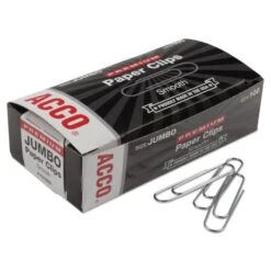 ACCO Premium Heavy-Gauge Wire Paper Clips, Jumbo, Smooth, Silver, 100 Clips/Box, 10 Boxes/Pack