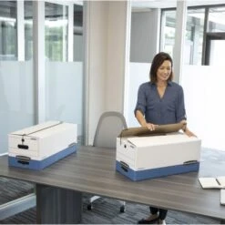 Bankers Box LIBERTY Heavy-Duty Strength Storage Boxes, Letter Files, 12.25" X 24.13" X 10.75", White/Blue, 12/Carton -Office Supplies Shop ed368b84b66264d587dccd128ce304dfc8