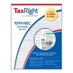 TaxRight 1099-NEC 4-Part Tax Form Kit With Software And Envelopes, Pack Of 50