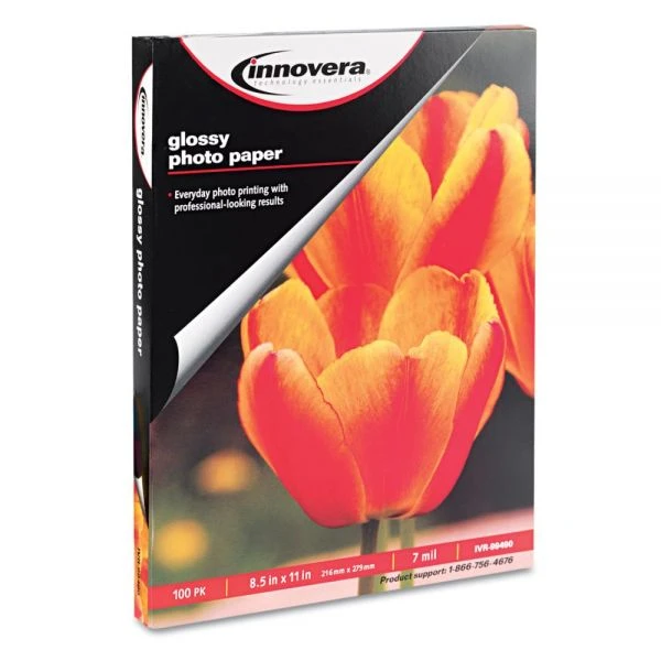 Innovera Glossy Photo Paper, 7 Mil, 8.5 X 11, Glossy White, 100/Pack 3 Innovera Glossy Photo Paper, 7 Mil, 8.5 X 11, Glossy White, 100/Pack