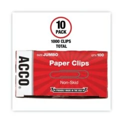 ACCO Nonskid Standard Paper Clips, Jumbo, Silver, 100/Box, 10 Boxes/Pack -Office Supplies Shop f73fae6217d8edde05888444e98b3b7892