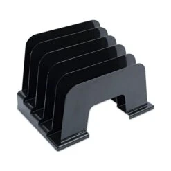 Universal Recycled Plastic Incline Sorter, 5 Sections, Letter Size Files, 13.25" X 9" X 9", Black