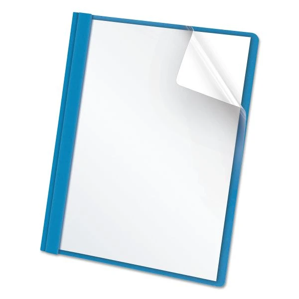 Oxford Clear Front Standard Grade Report Cover, Three-Prong Fastener, 0.5" Capacity, 8.5 X 11, Clear/Light Blue, 25/Box 3 Oxford Clear Front Standard Grade Report Cover, Three-Prong Fastener, 0.5" Capacity, 8.5 X 11, Clear/Light Blue, 25/Box