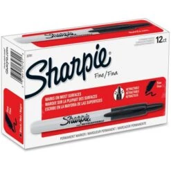 Sharpie Fine Point Retractable Markers, Black, 12/Pack