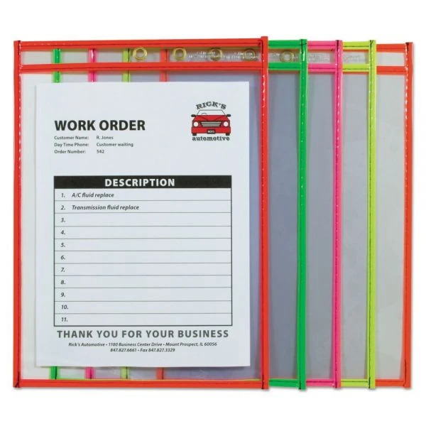 C-Line Stitched Shop Ticket Holders, Neon, Assorted 5 Colors, 75", 9 X 12, 25/BX 5 C-Line Stitched Shop Ticket Holders, Neon, Assorted 5 Colors, 75", 9 X 12, 25/BX - Image 3
