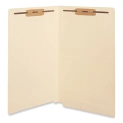Universal Reinforced End Tab Fastener Folders, 0.75" Expansion, 2 Fasteners, Legal Size, Manila Exterior, 50/Box