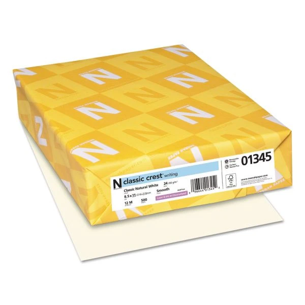 Neenah Paper CLASSIC CREST Writing Paper, 24 Lb, 8 1/2 X 11, Natural White, 500 Sheets/Ream 3 Neenah Paper CLASSIC CREST Writing Paper, 24 Lb, 8 1/2 X 11, Natural White, 500 Sheets/Ream
