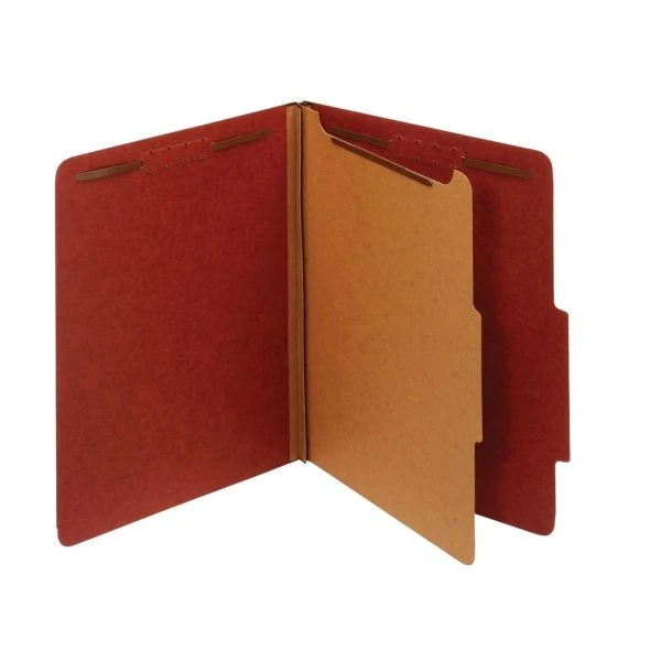 Pressboard Classification Folders With Fasteners, 1 Divider, Letter Size (8-1/2" X 11"), 2" Expansion, Red, Box Of 10 3 Pressboard Classification Folders With Fasteners, 1 Divider, Letter Size (8-1/2" X 11"), 2" Expansion, Red, Box Of 10